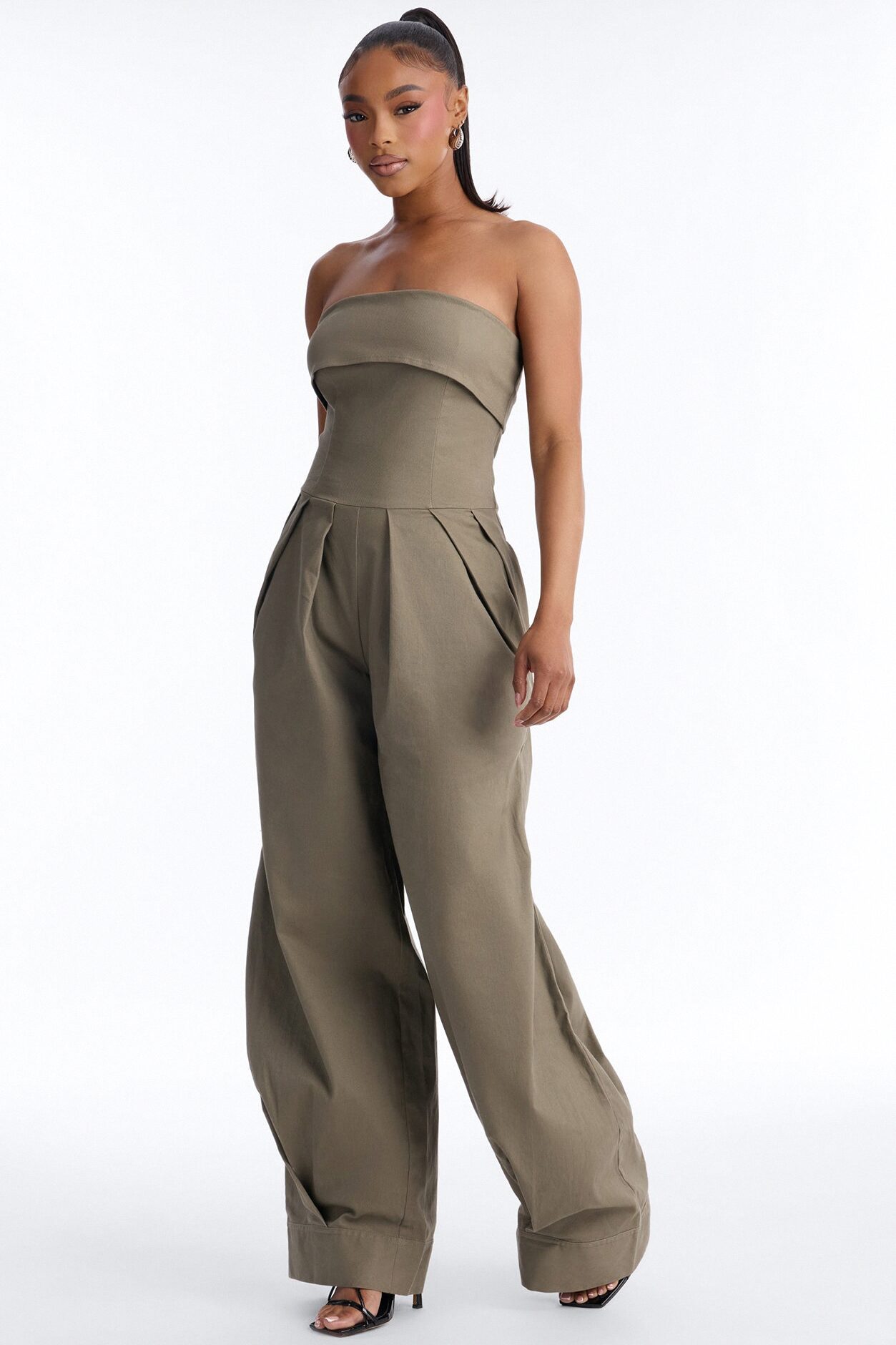 Iman Twil Wide Leg Jumpsuit - Olive