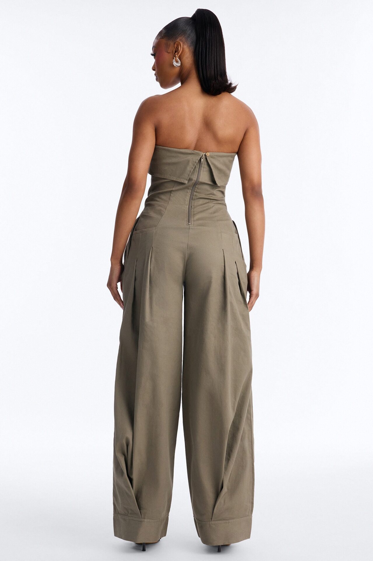 Iman Twil Wide Leg Jumpsuit - Olive