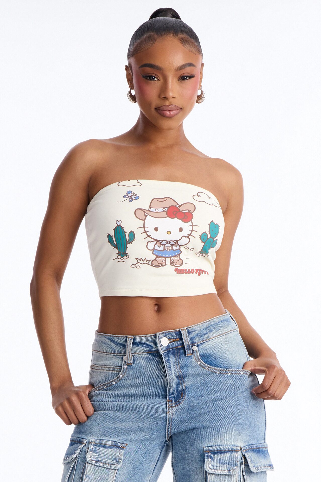 Hello Kitty Western Tube Top - Cream
