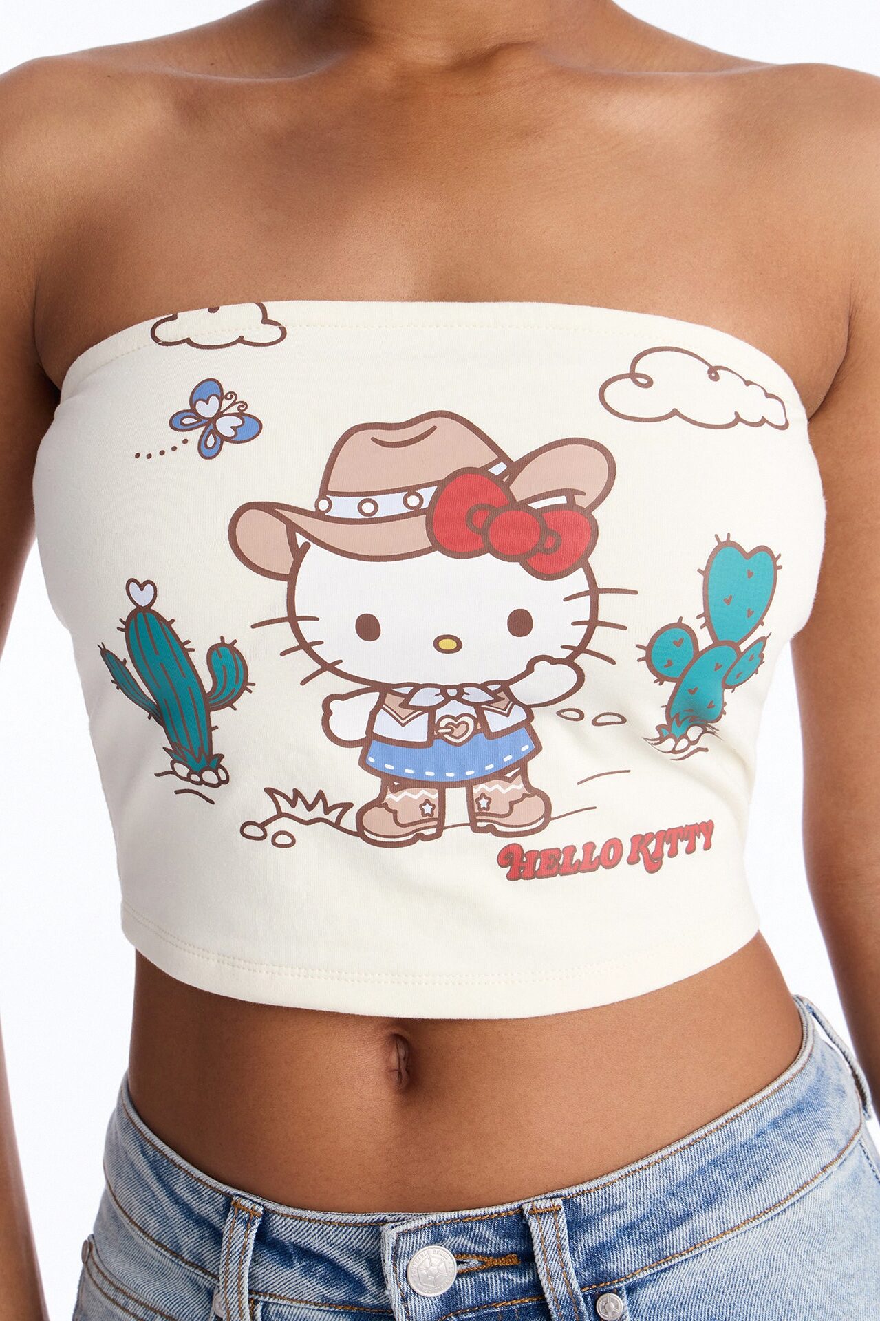 Hello Kitty Western Tube Top - Cream