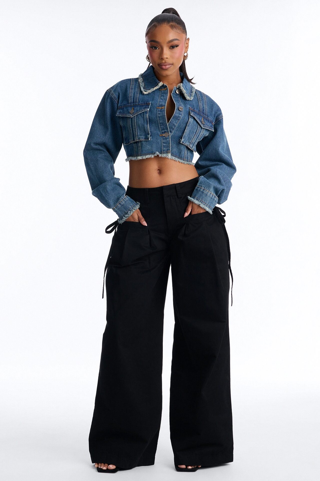Higher Up Cropped Denim Jacket - Medium Wash