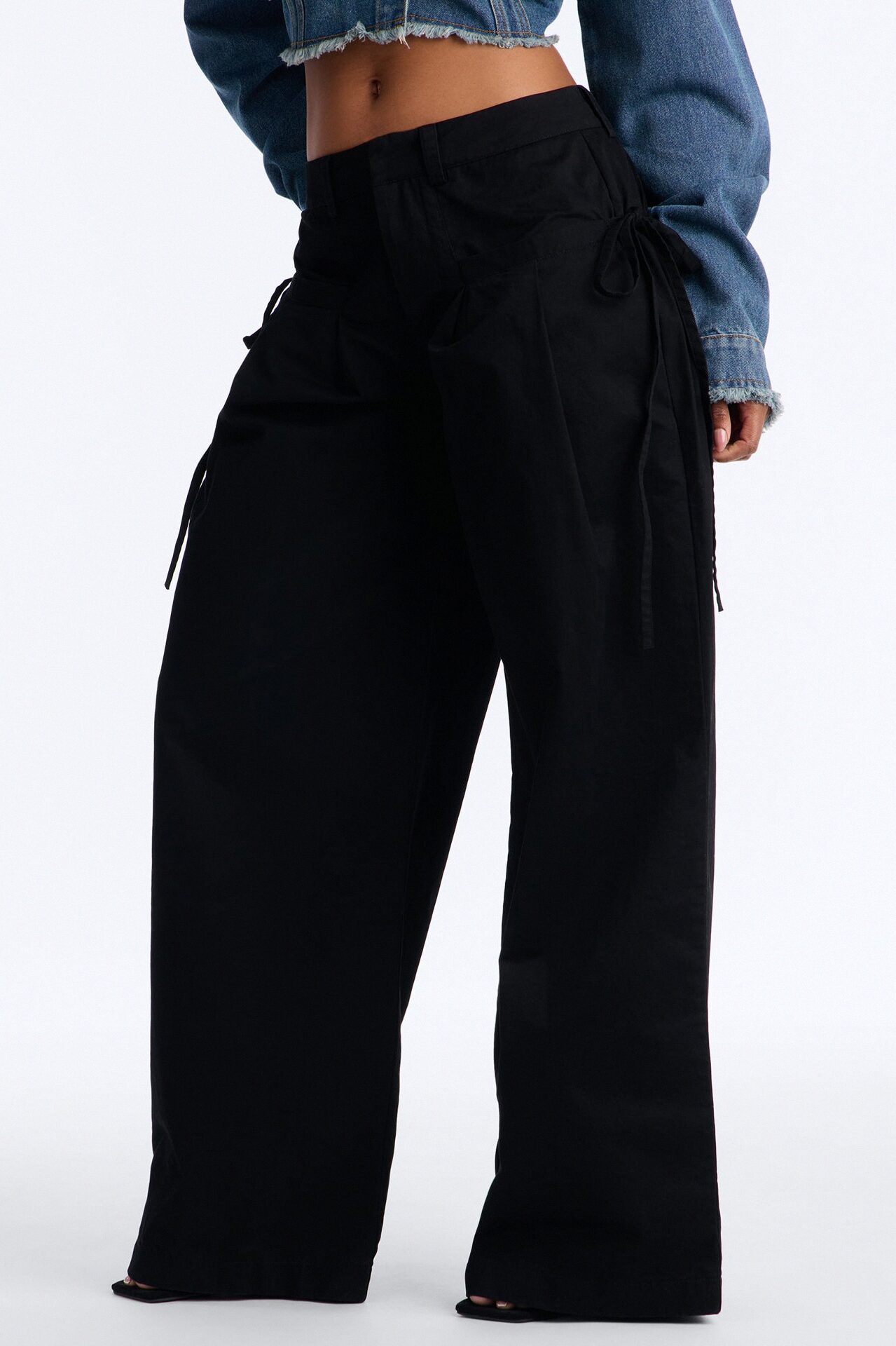 Tessa Twill Wide Leg Pant 32″ - Black