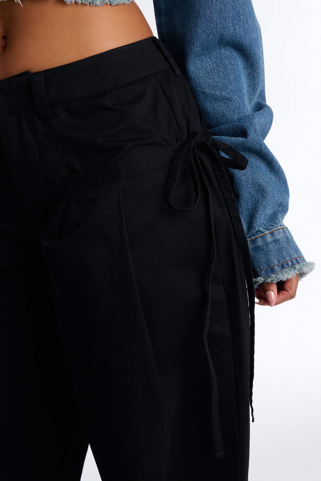 Tessa Twill Wide Leg Pant 32″ - Black