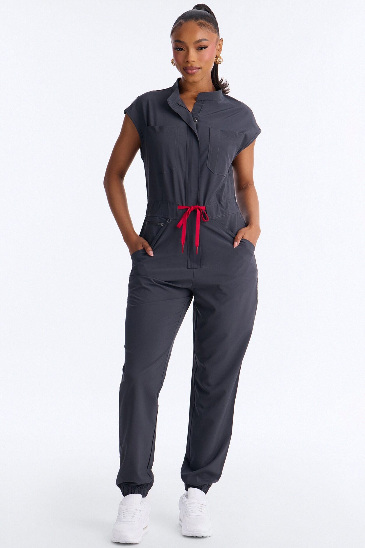 Ready Next Shift Stretch Scrub Jumpsuit - Charcoal