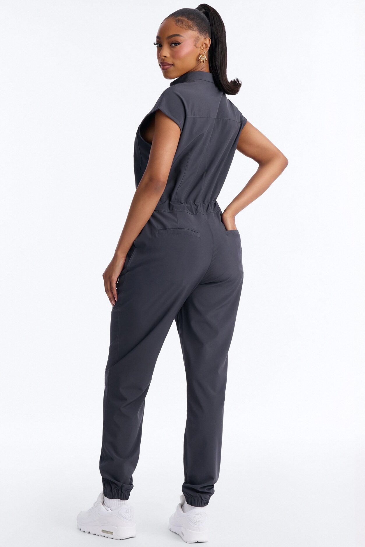Ready Next Shift Stretch Scrub Jumpsuit - Charcoal
