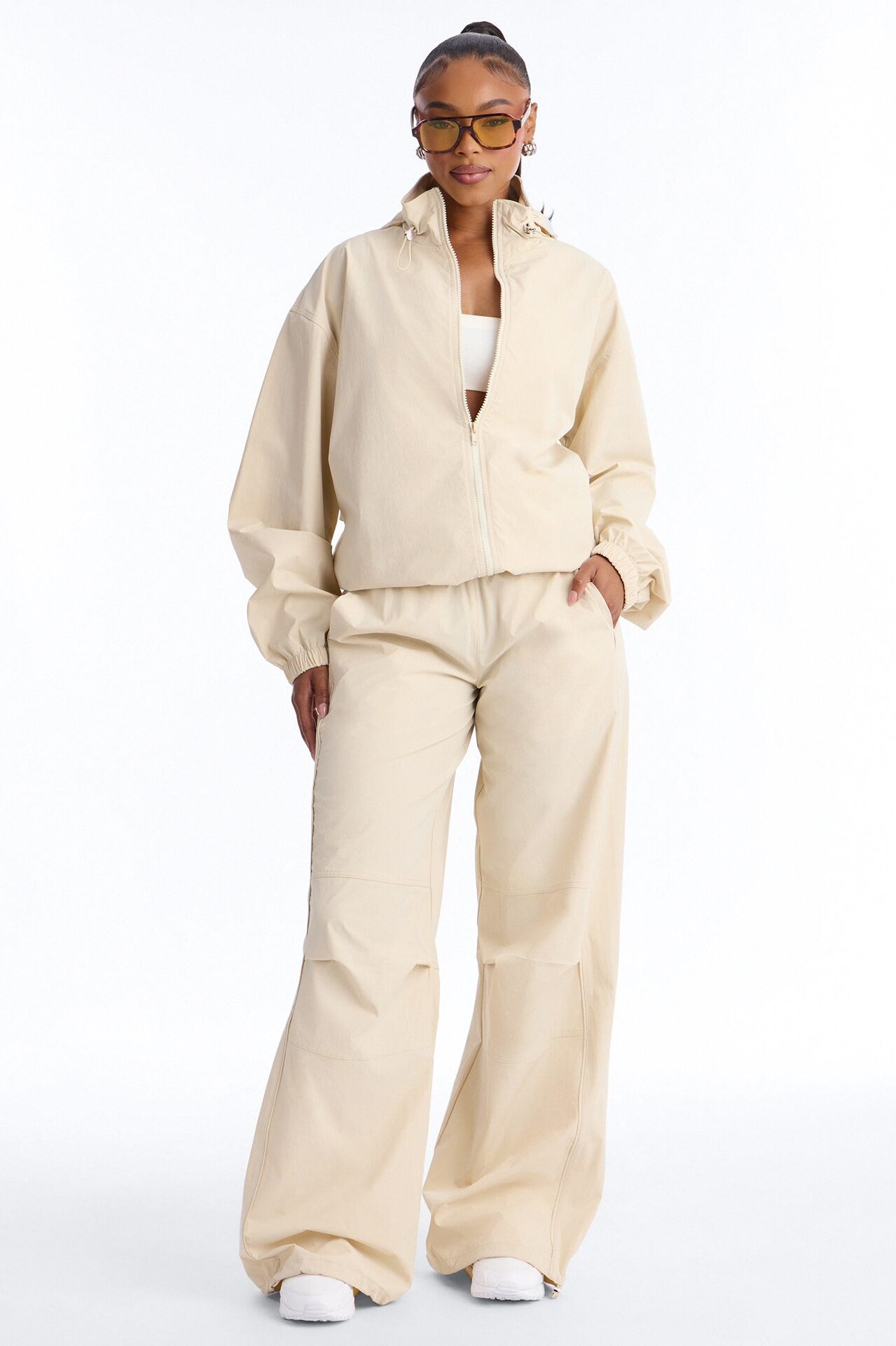 Keep It Moving Windbreaker Lounge Jacket - Sand