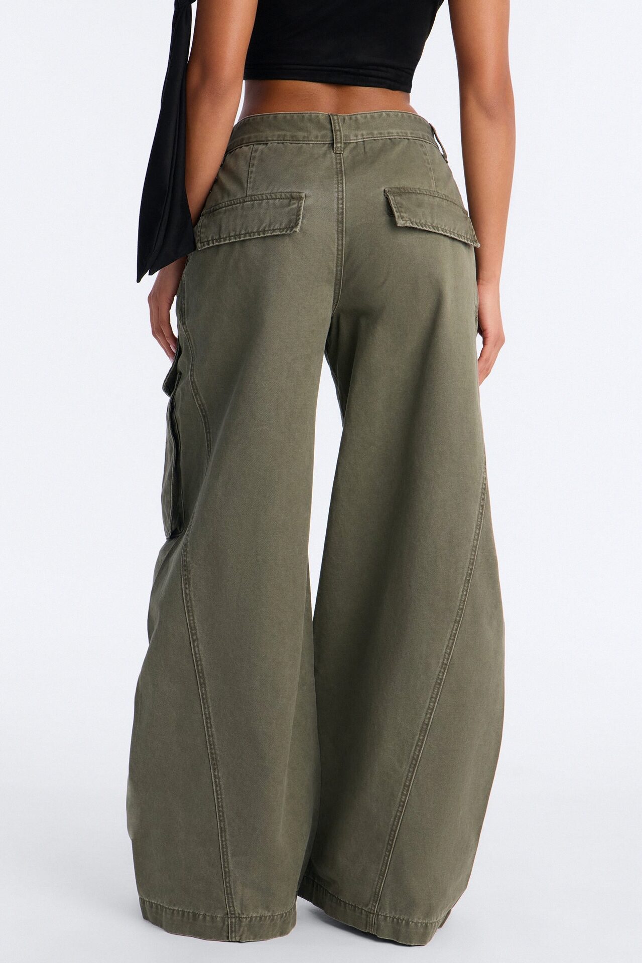 Destiny High Rise Wide Leg Cargo Pant 33″ - Olive