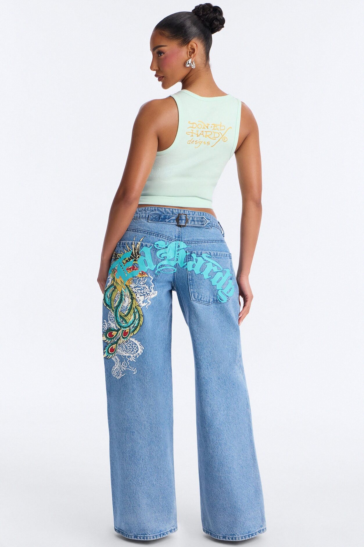Ed Hardy Phoenix Wide Leg Jeans - Medium Wash