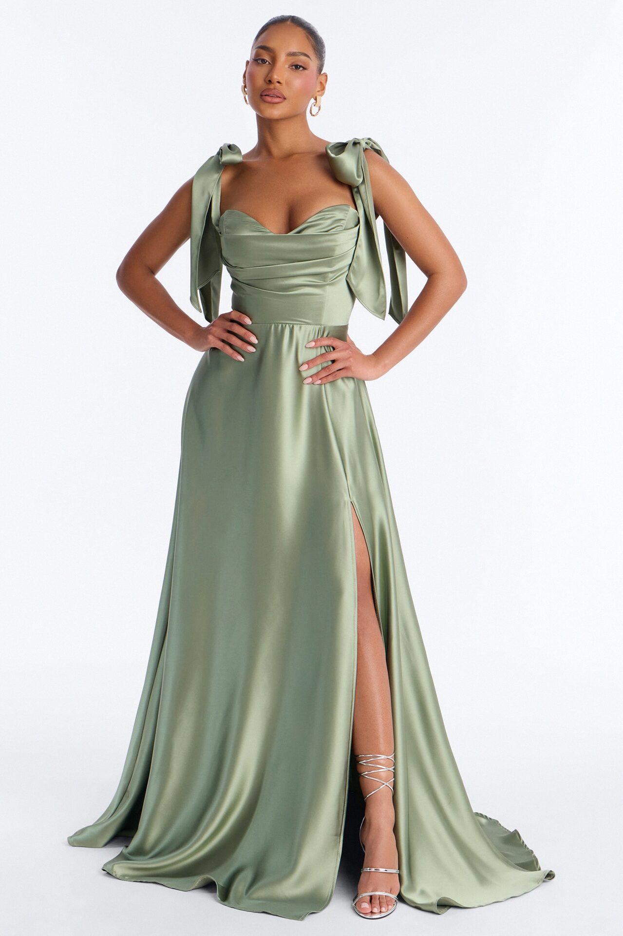 Sweet Intentions Satin Gown - Sage