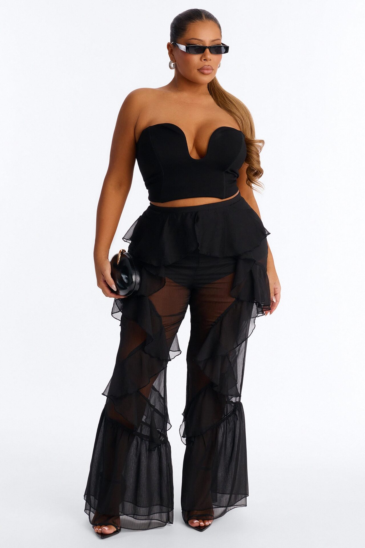 Twisted Rules Ruffle Flare Pant 33″ - Black