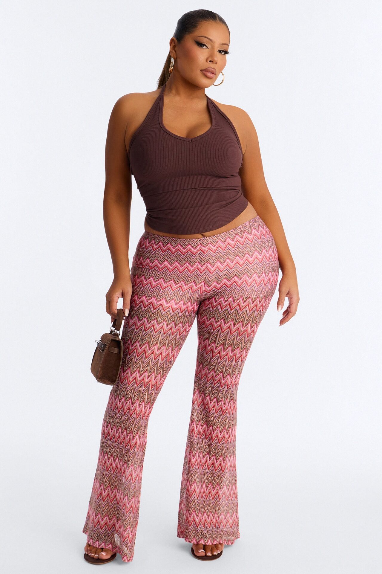 Not Your Muse Festival Crochet Flare Pant 33″ - Pink/combo