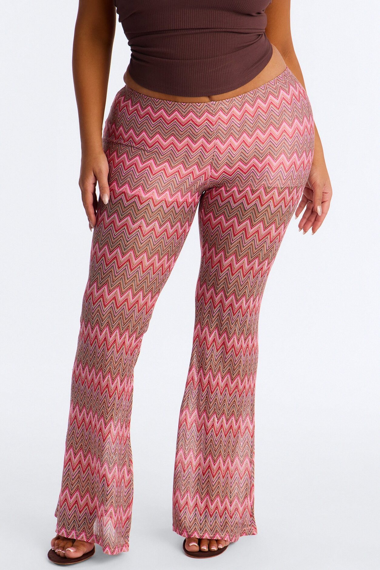 Not Your Muse Festival Crochet Flare Pant 33″ - Pink/combo