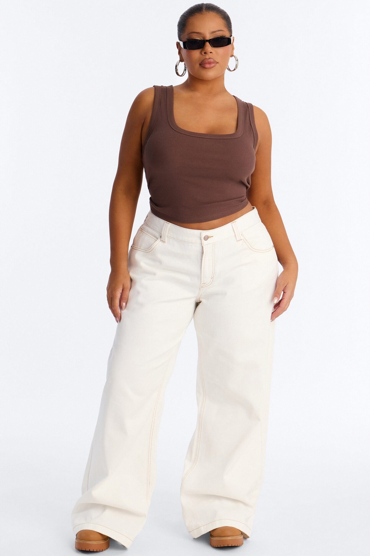 After Hours Low Rise Baggy Jeans - White
