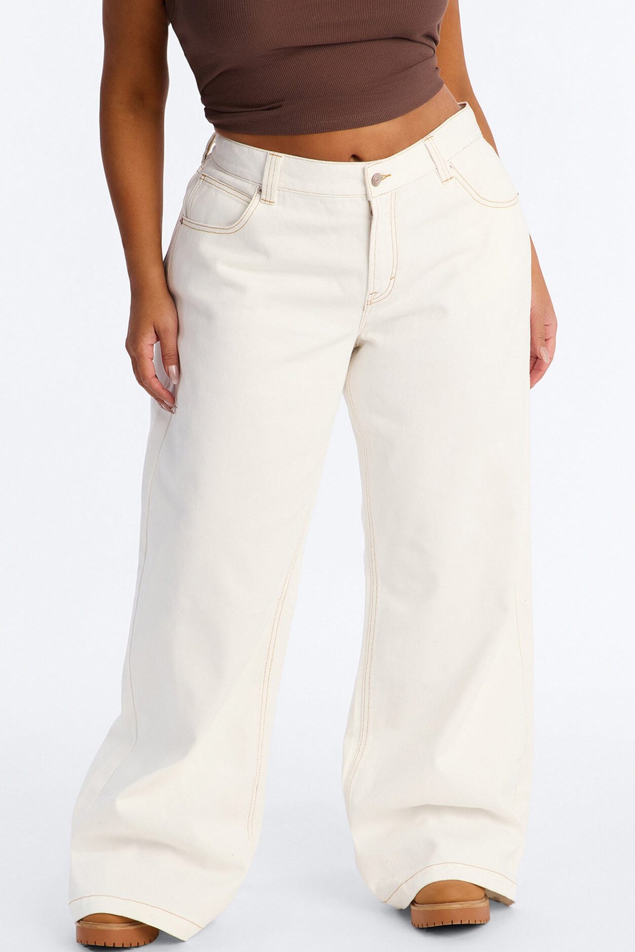 After Hours Low Rise Baggy Jeans - White