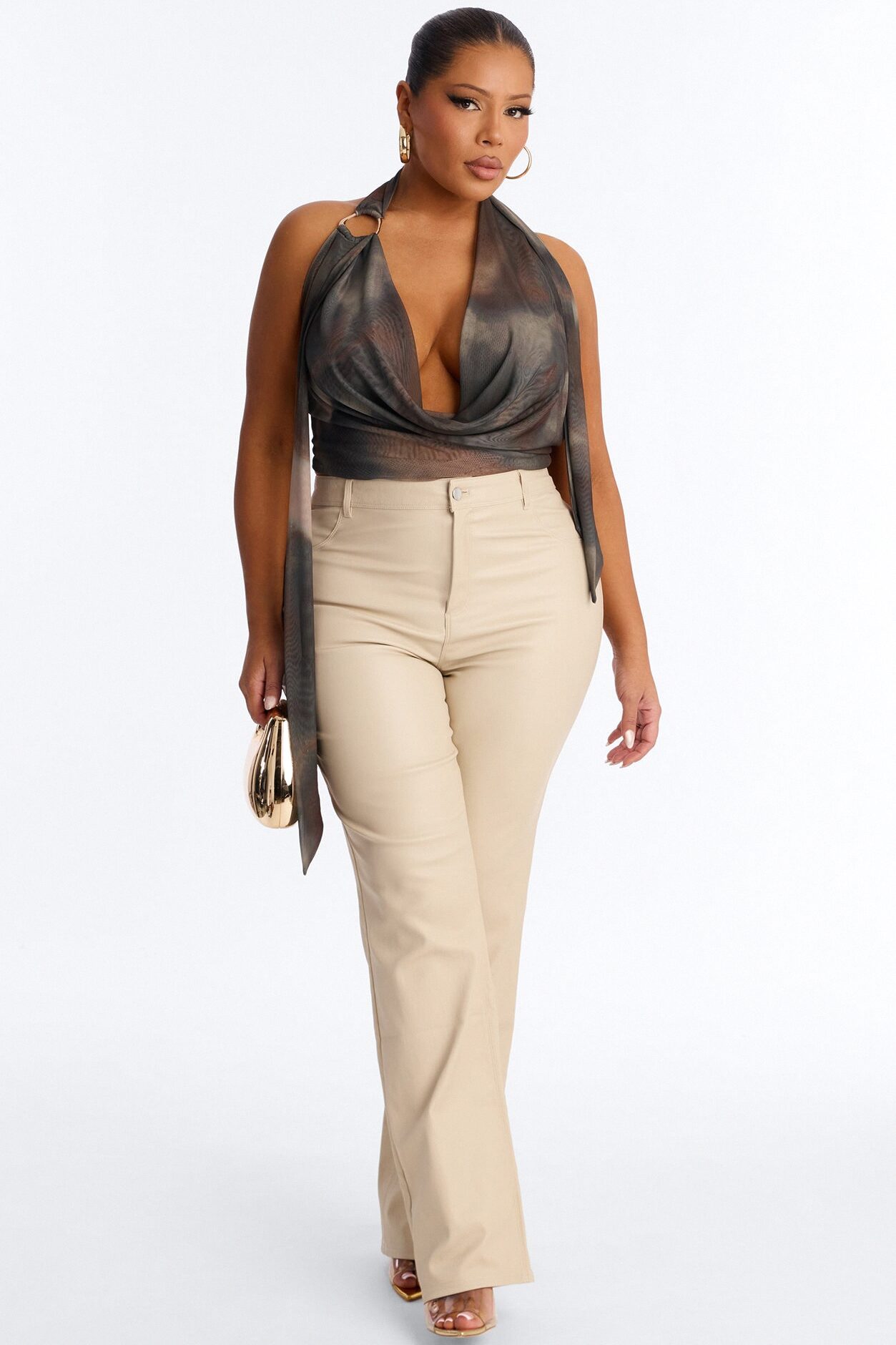 Sammie High Rise Straight Leg Pant - Stone