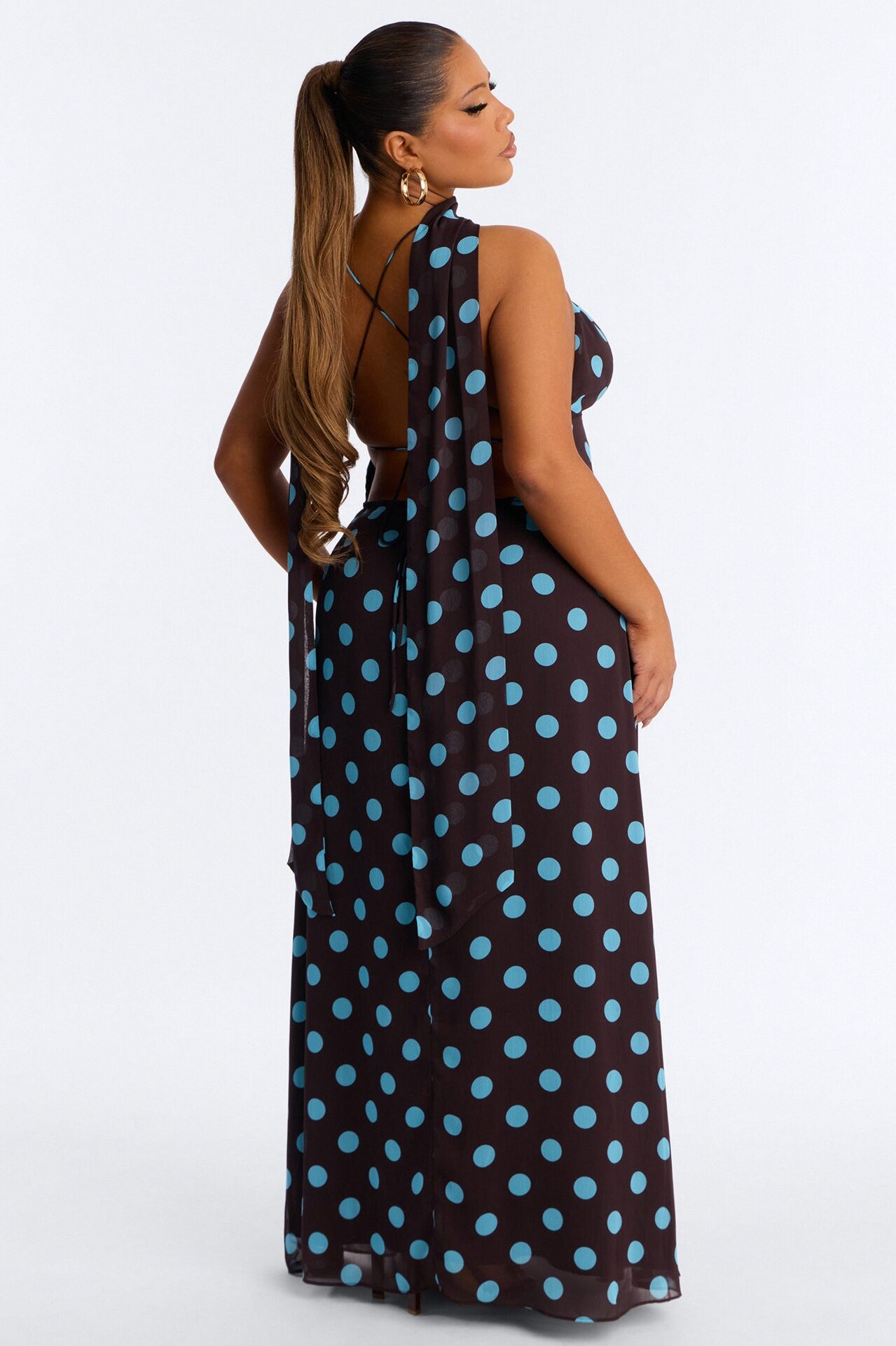 Mikayla Scarf Chiffon Maxi Dress - Chocolate/Combo