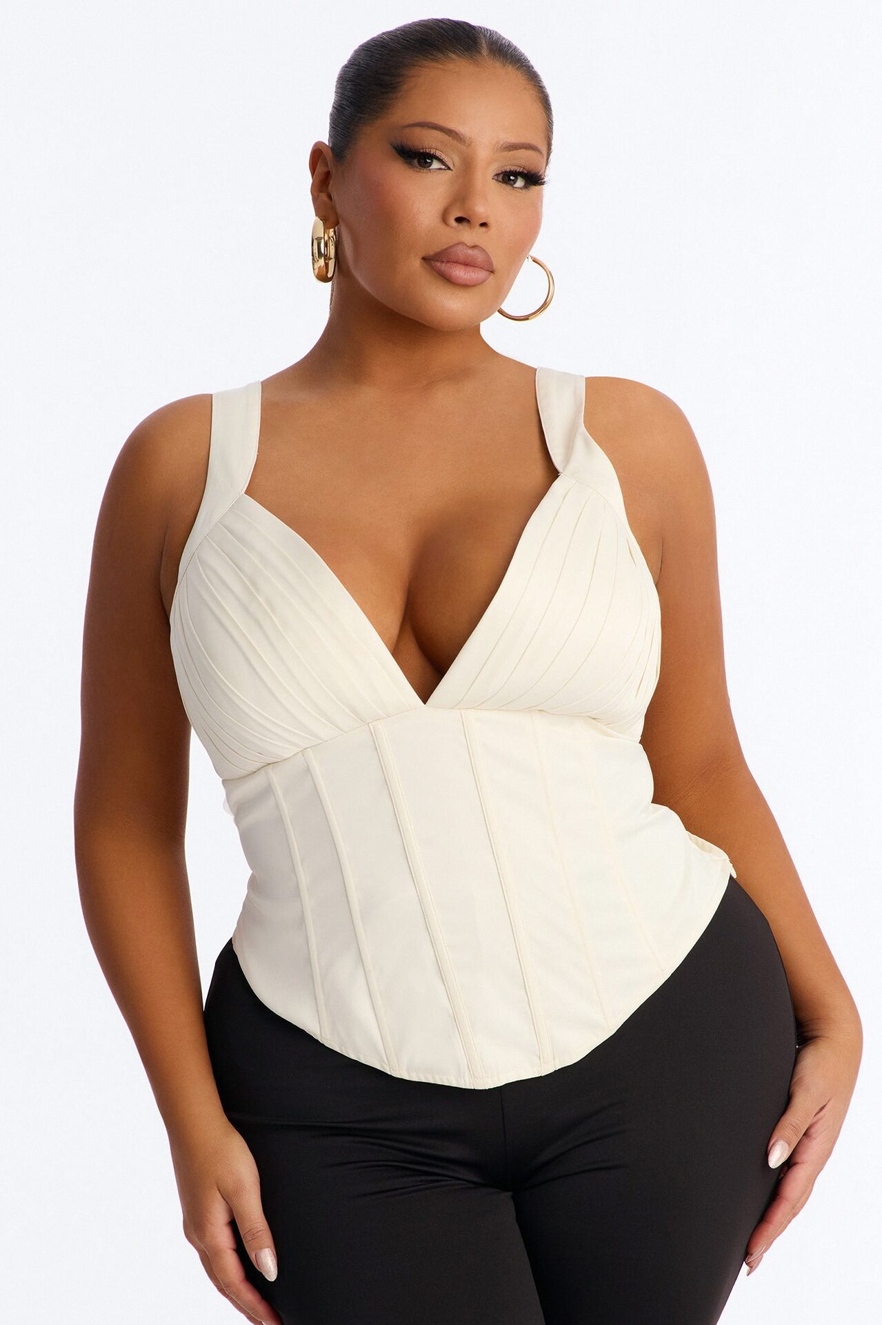 Envy Me Lace Up Satin Corset - Cream