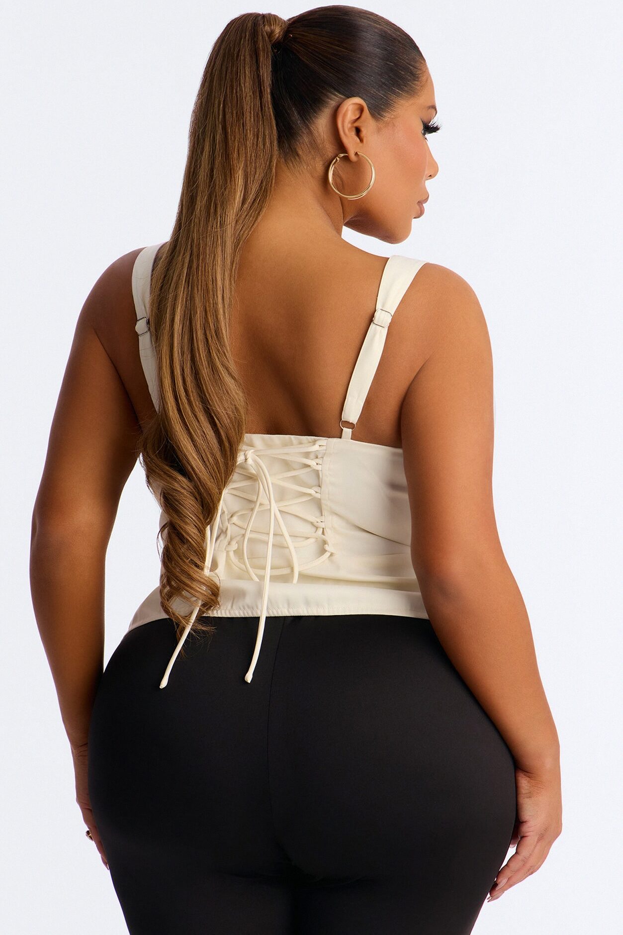 Envy Me Lace Up Satin Corset - Cream