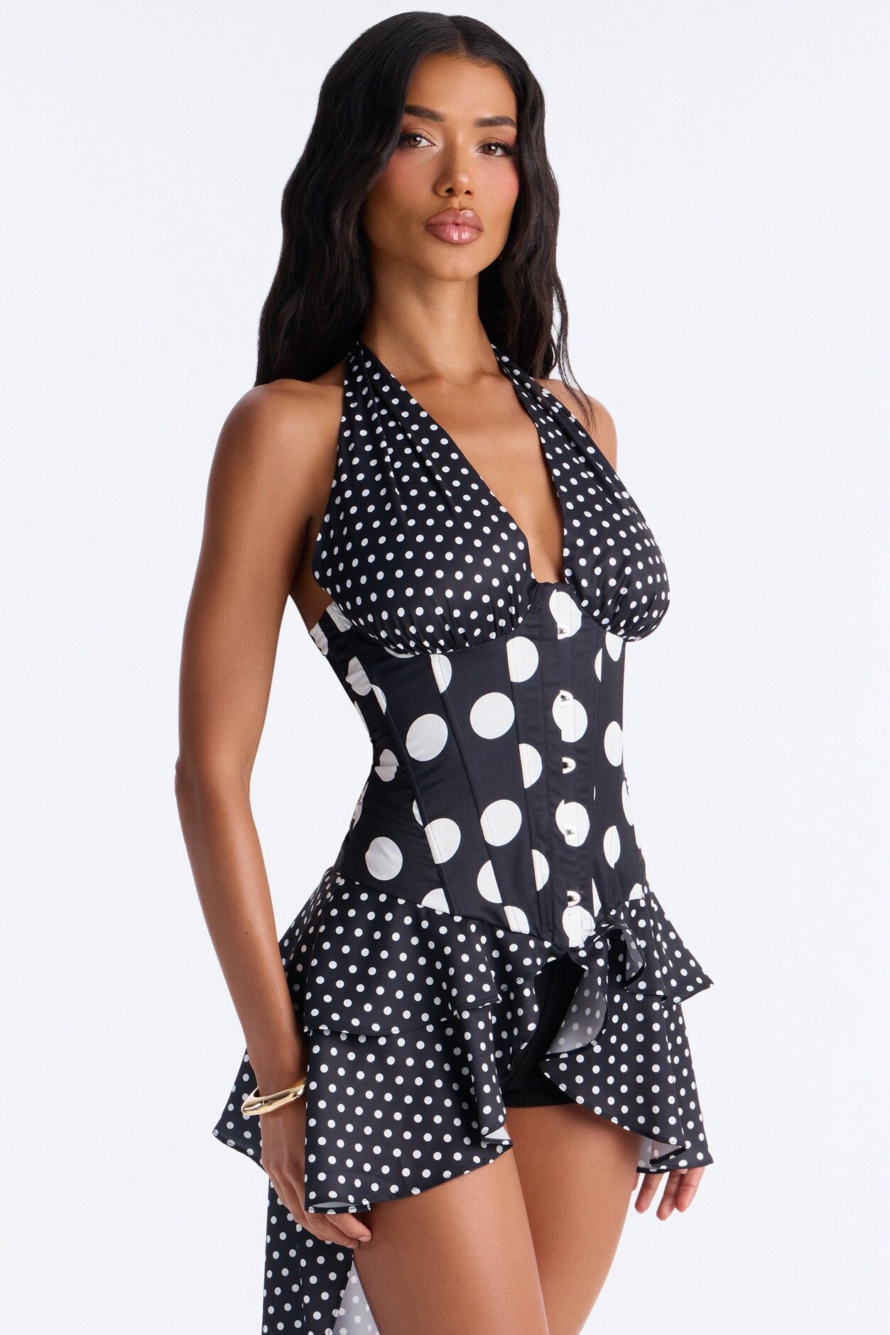 Penny Polka Dot Hi-Low Top - Black/White