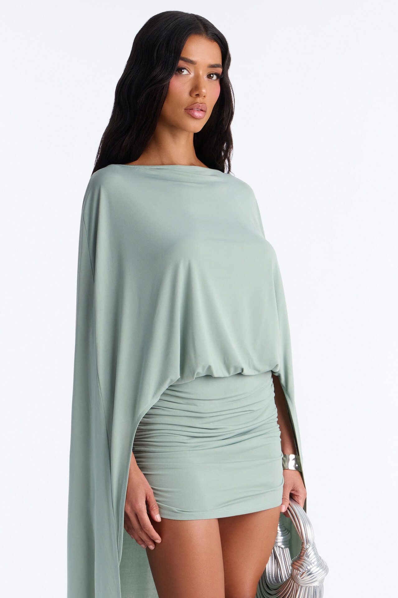 Zadie Babe Cape Mini Dress - Sage