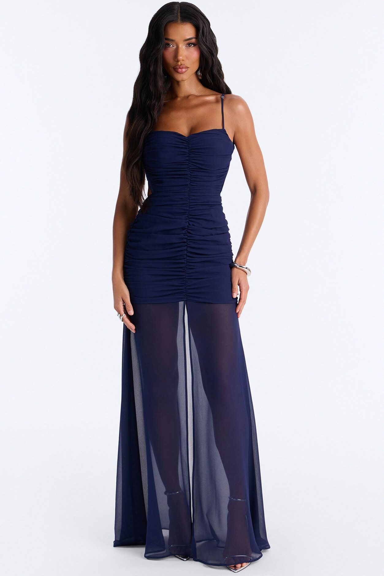 Spring Breeze Chiffon Maxi Dress - Navy