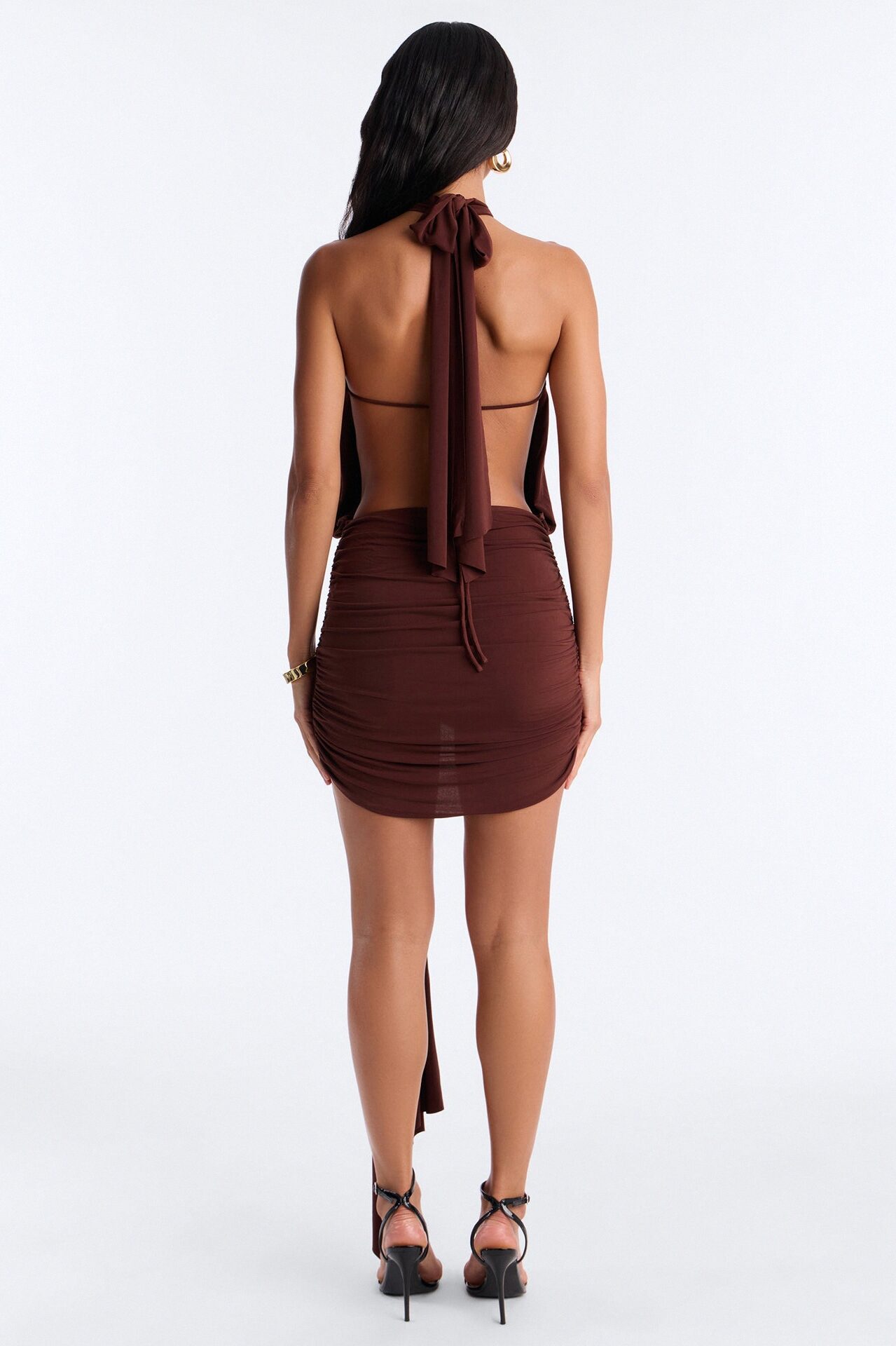 City Pulse Draped Mini Dress - Chocolate