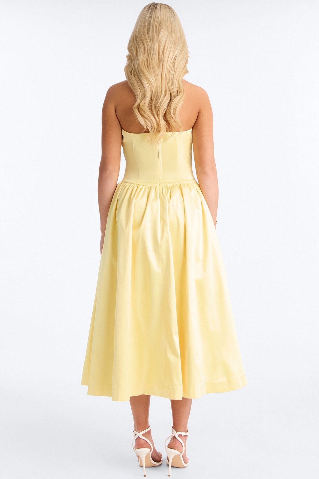 Darling Bow Satin Midi Dress - Butter Yellow