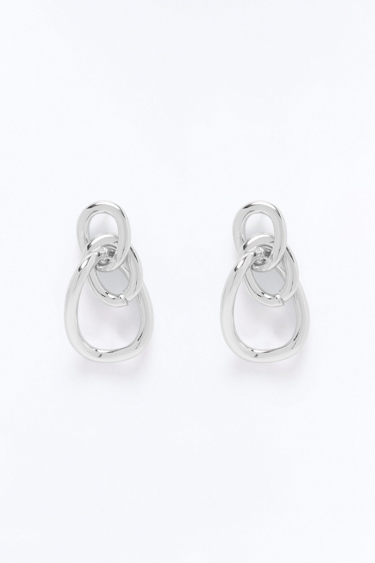 Lowered Chain Hardware Drop Earrings - Silver