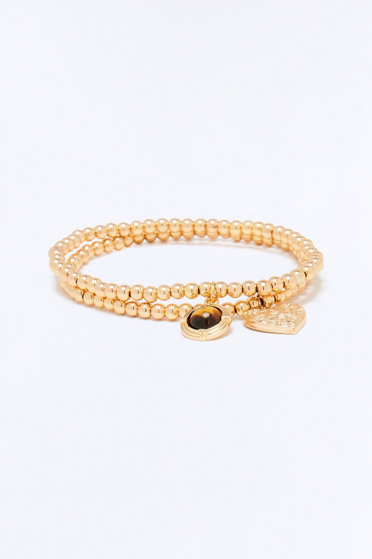 Just Enough Jeweled 3 Piece Bracelet Set - Gold/Brown