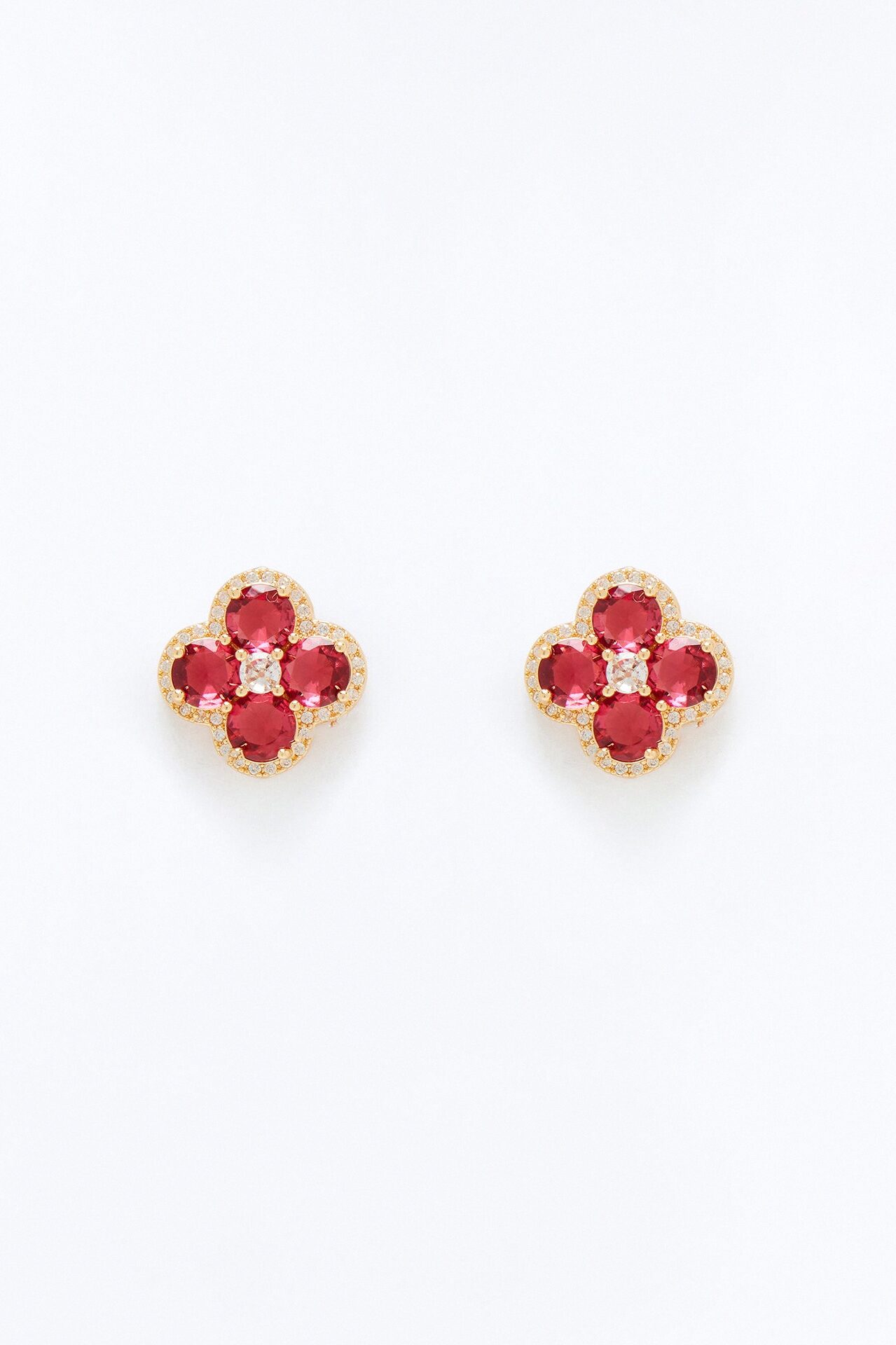 Soft Clover Earrings - Gold/Pink