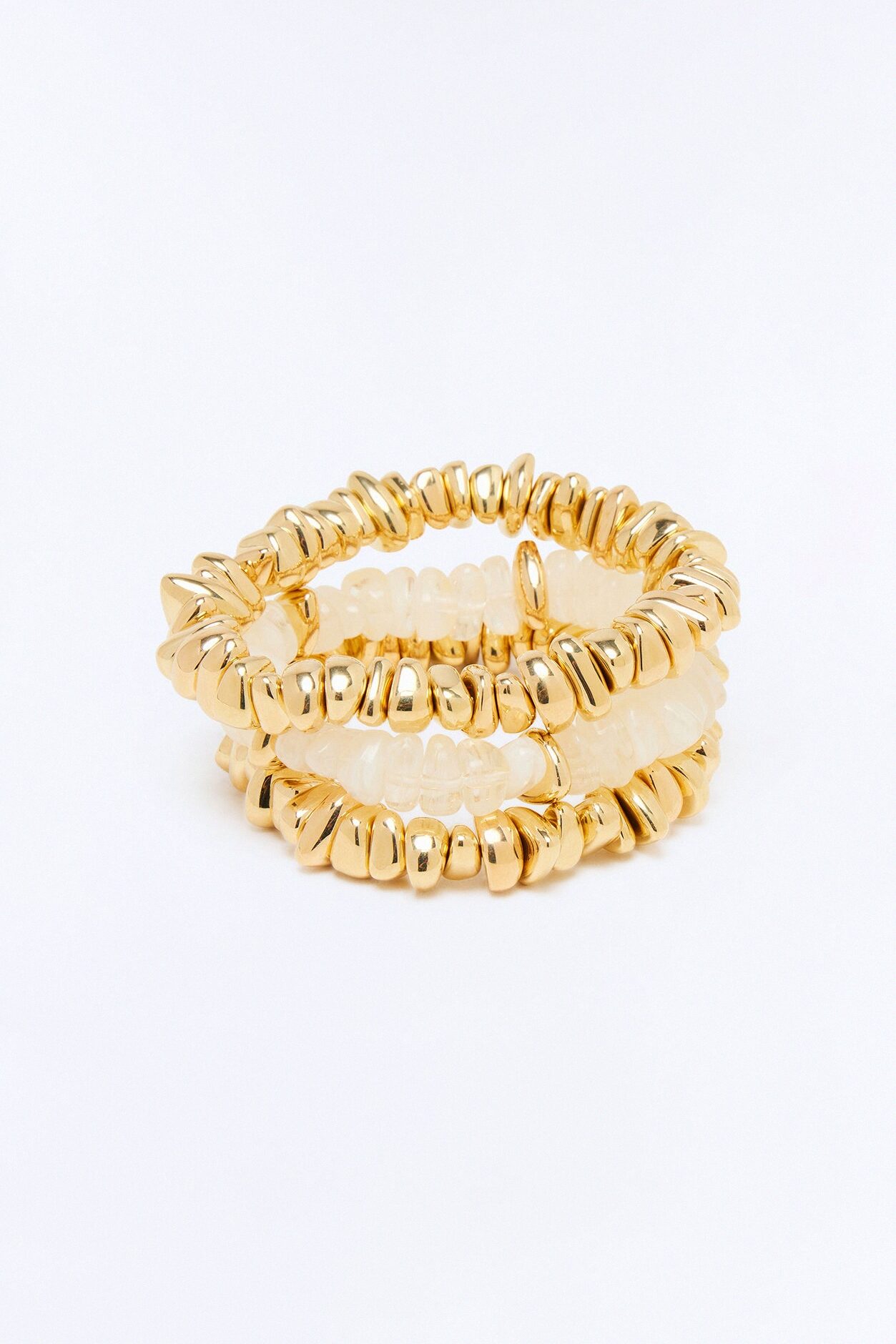 Shelly Beads 3 Piece Bracelet Set - Gold/combo