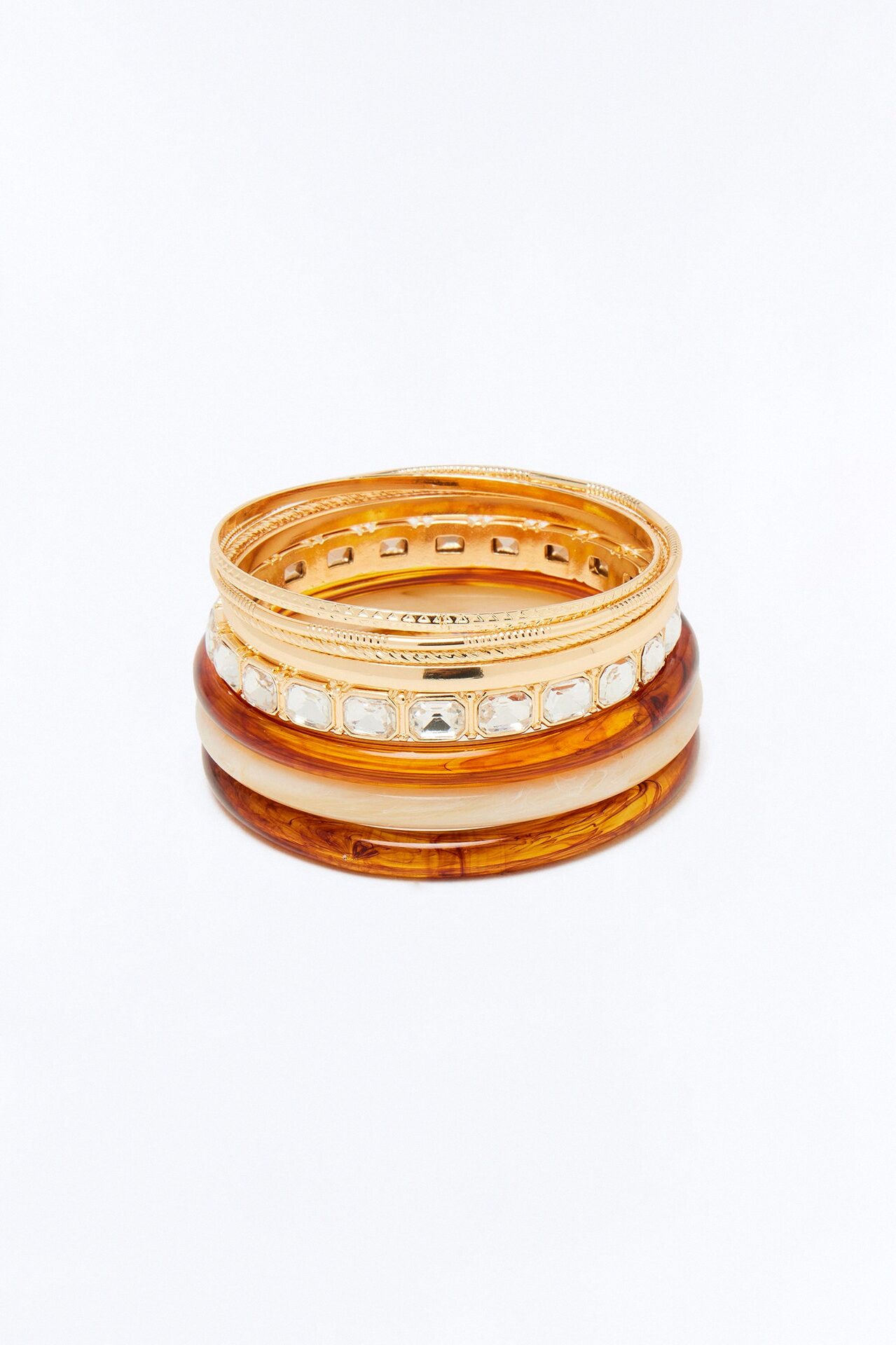 Compete With It 8 Piece Bangle Set - Gold/Brown