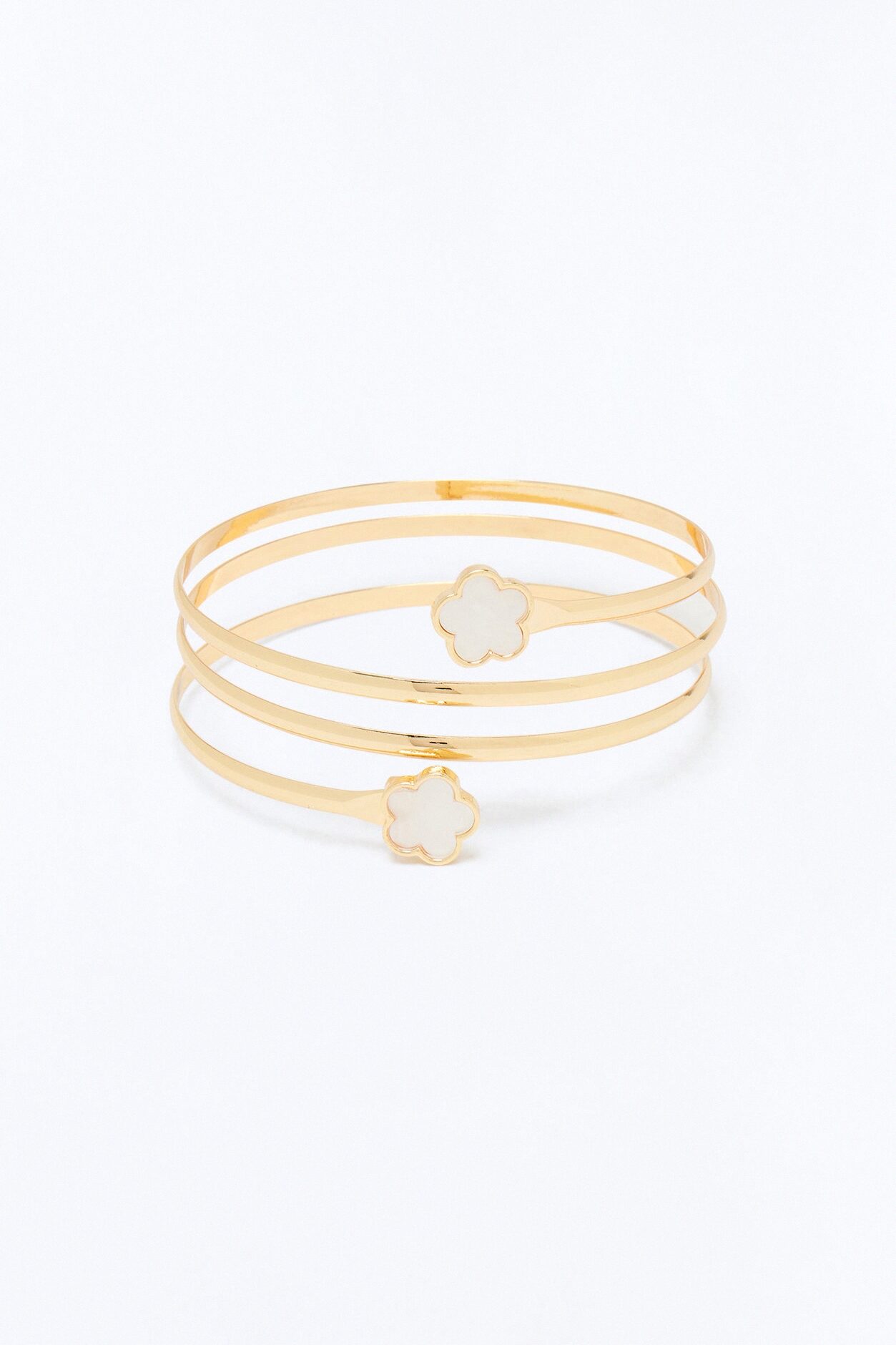 Wild Leaf Clover Arm Cuff - White/Gold