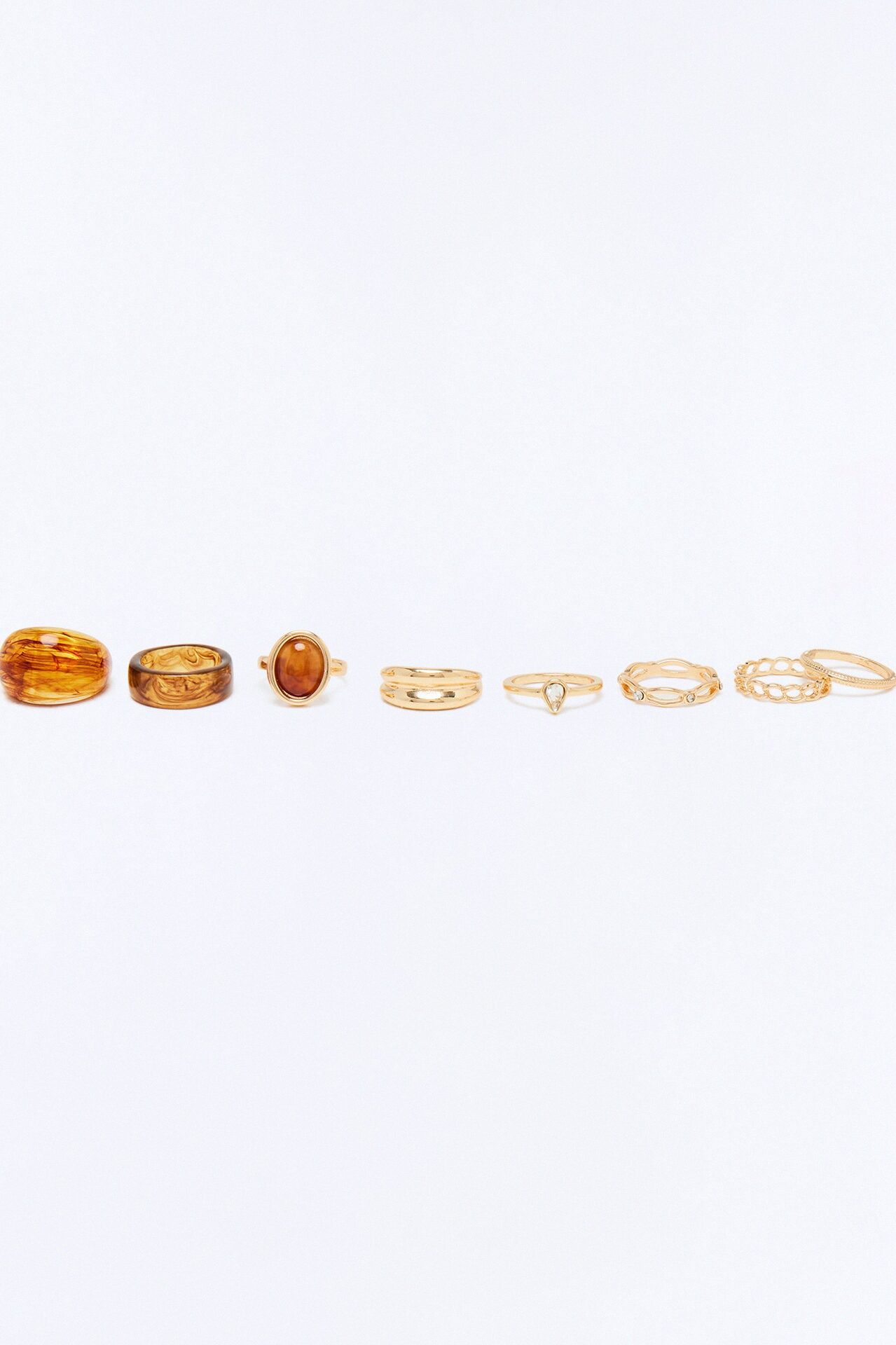 Paradise Dream 8 Piece Ring Set - Gold/Brown
