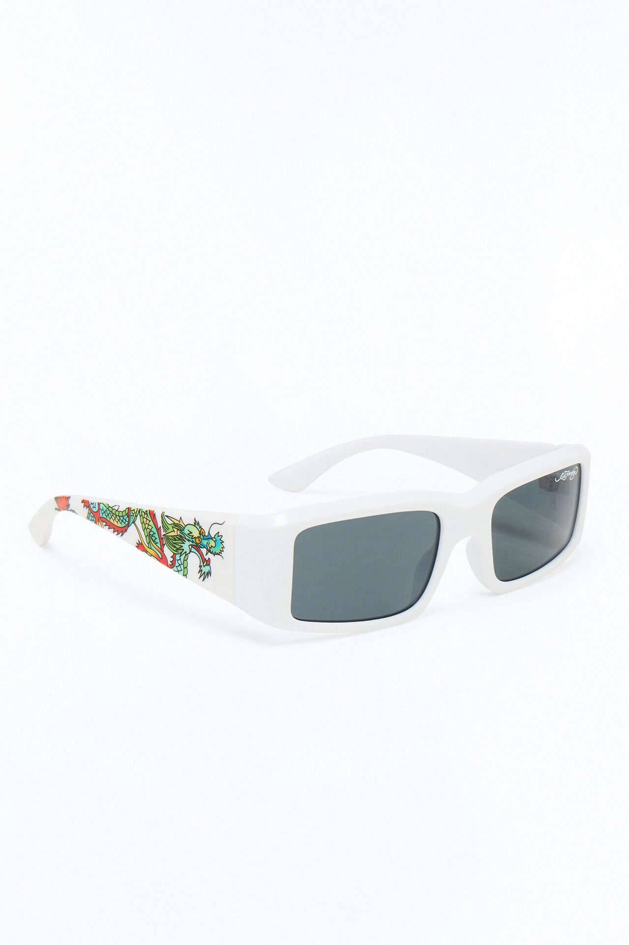 Ray Reactor Ed Hardy Square Sunglasses - White
