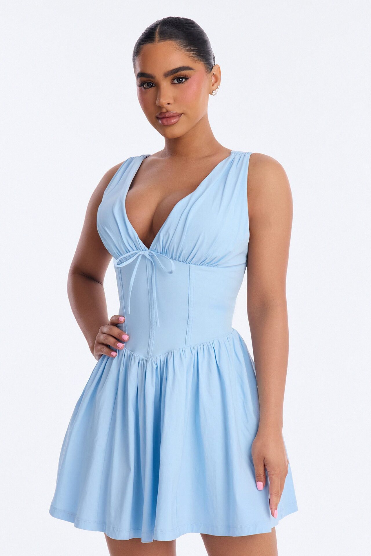 Sloan Pleated Mini Dress - Blue
