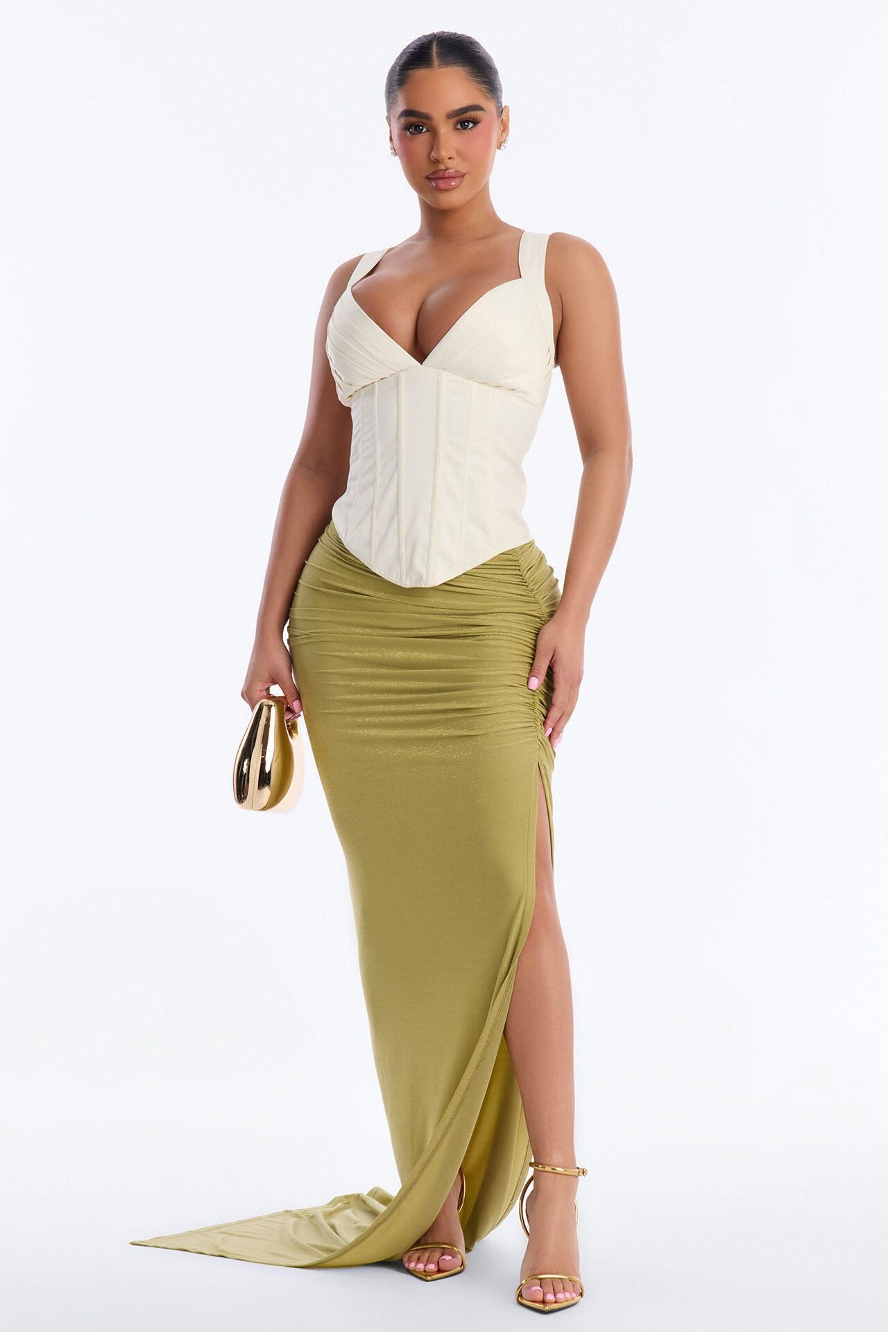 Envy Me Lace Up Satin Corset - Cream