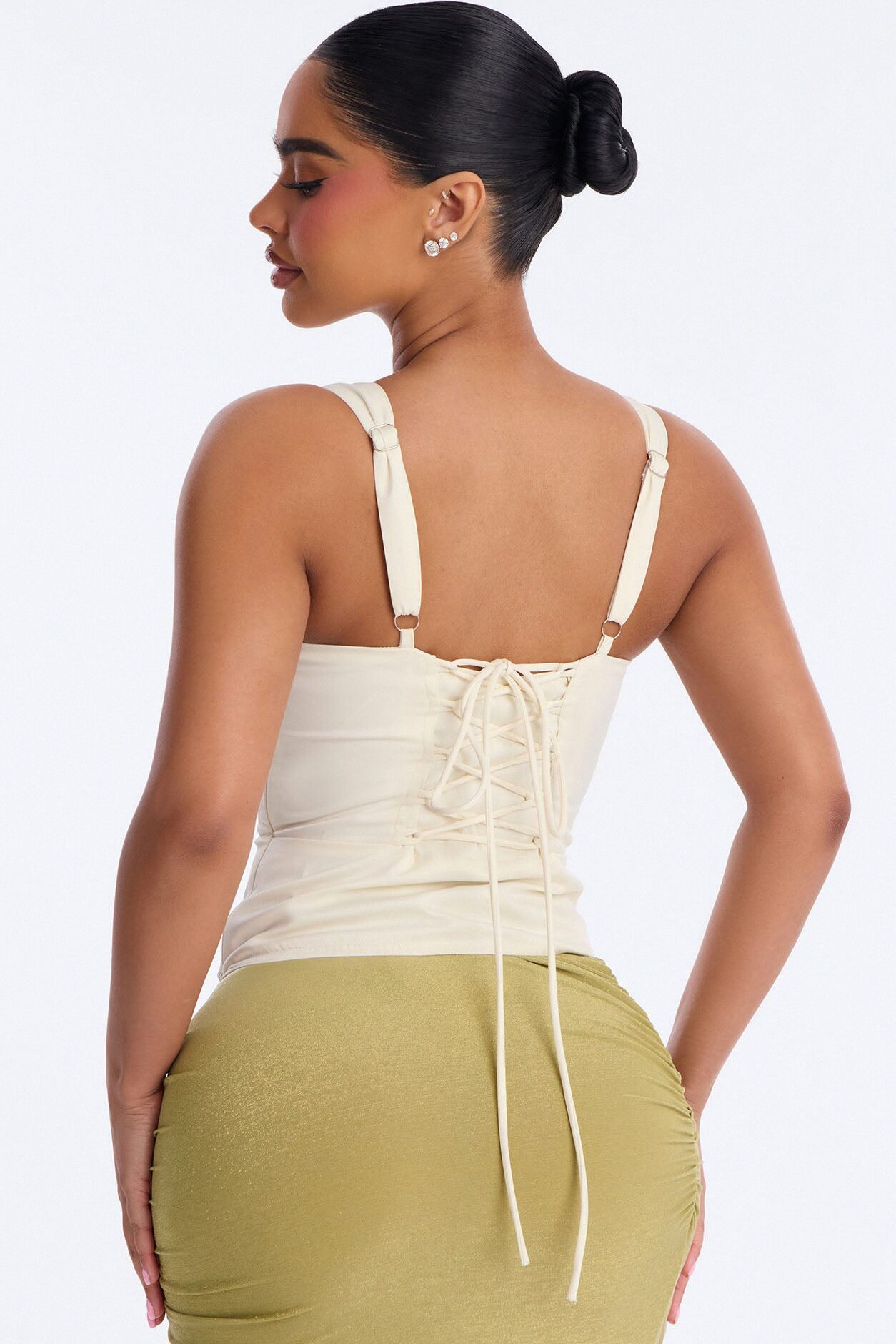 Envy Me Lace Up Satin Corset - Cream