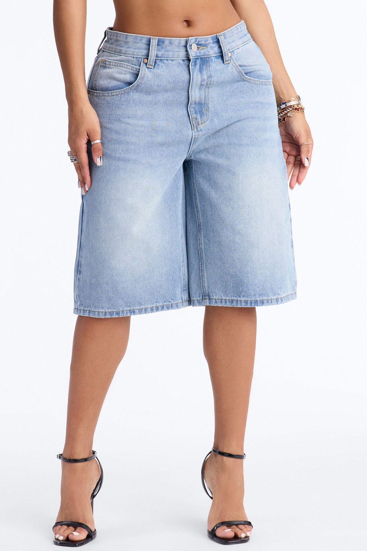 Basic Tinted Denim Jorts - Light Wash