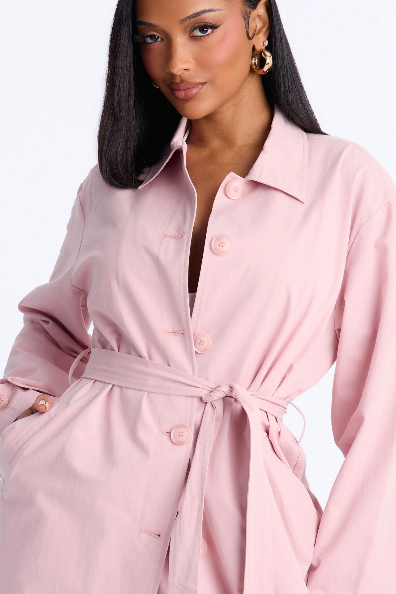 Down The Street Trench Coat Balloon Pant Set - Mauve