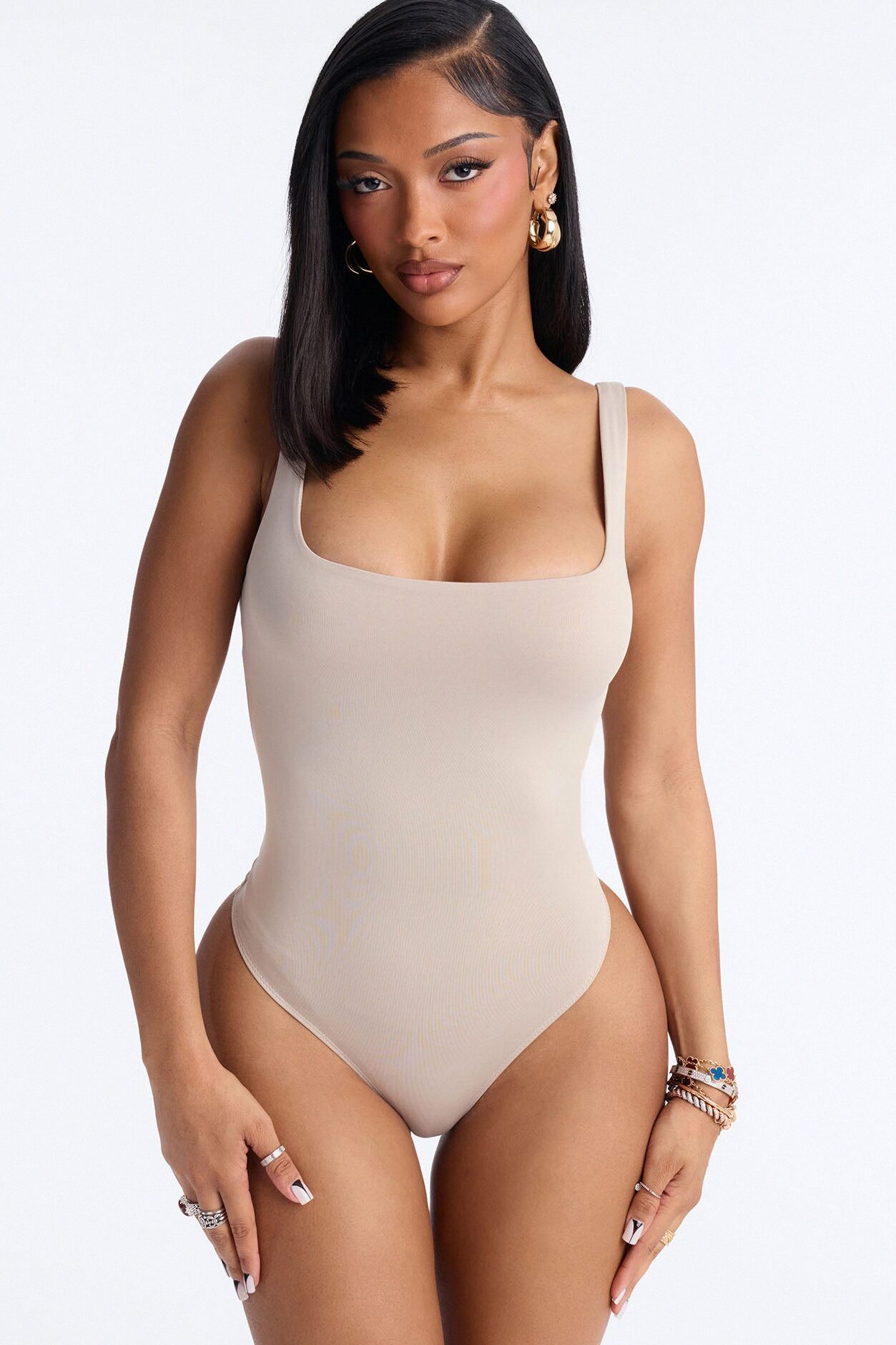 Back To Basic Double Lined Bodysuit - Stone