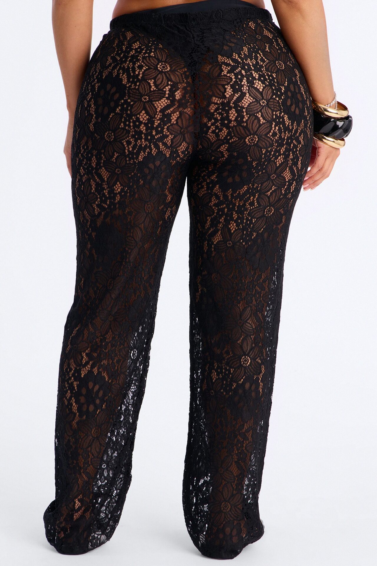 Keeping It Lacey Swim Lace Cover Up Pants - Black