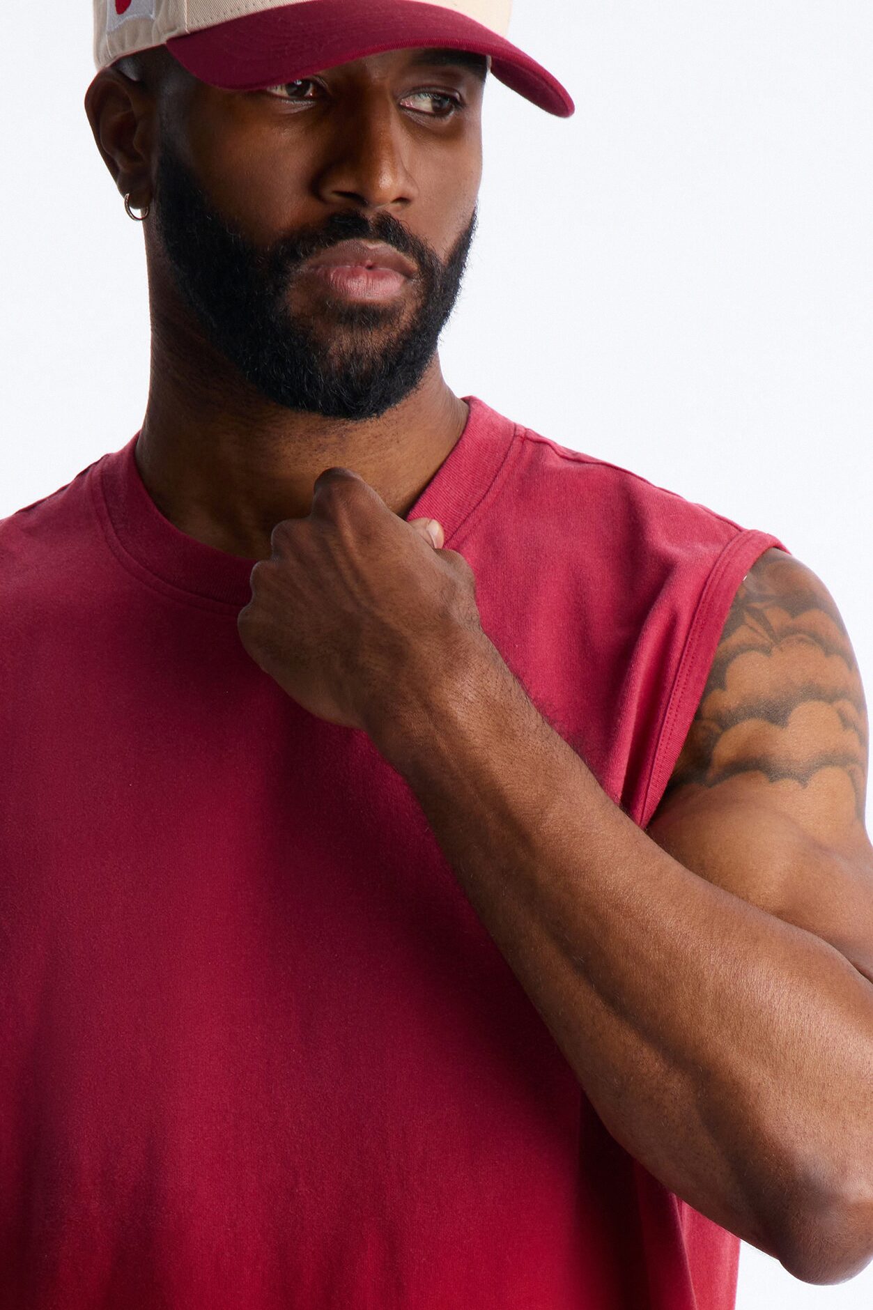 Washed Muscle Tee - Burgundy