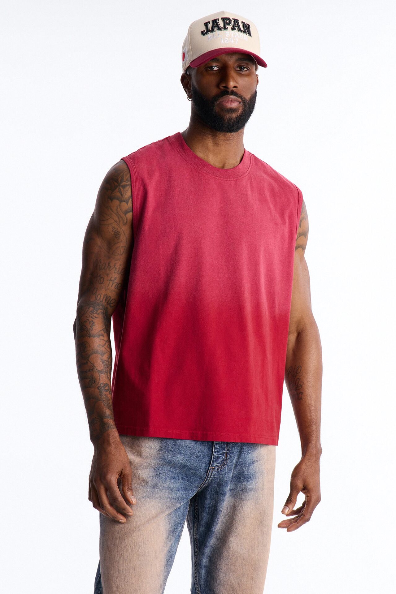 Washed Muscle Tee - Burgundy