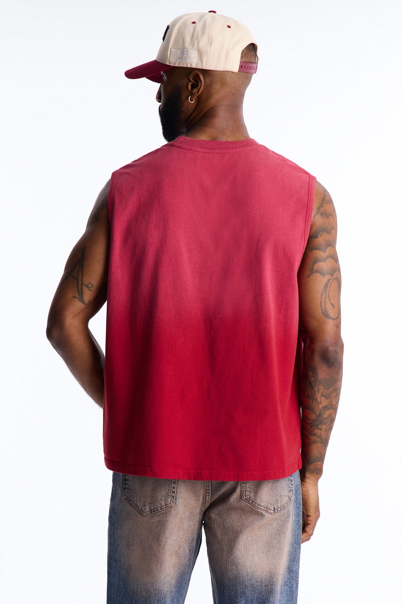Washed Muscle Tee - Burgundy
