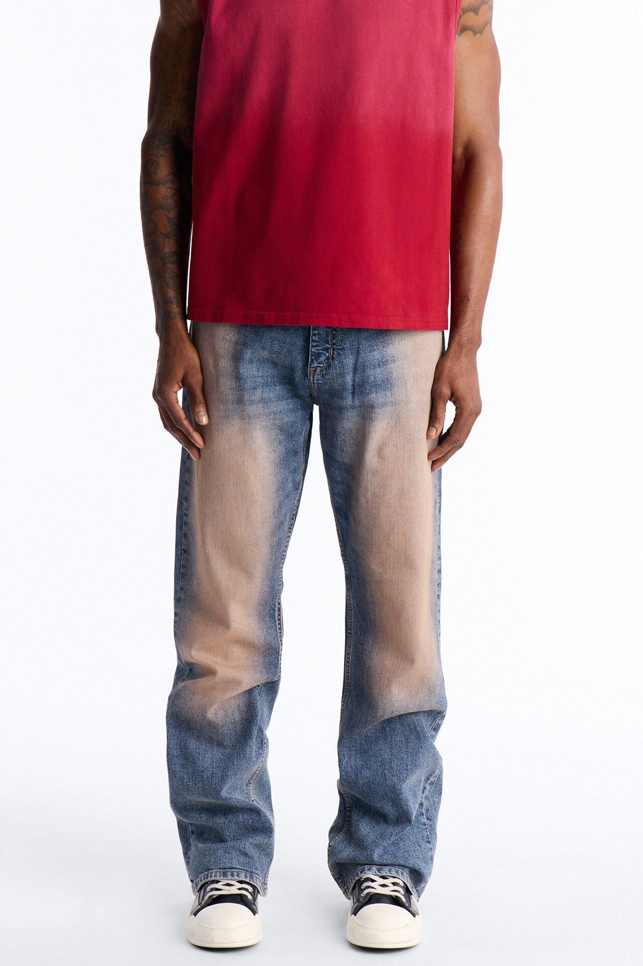Stacked Slim Flare Easy Going Slit Jean - Medium Blue Wash