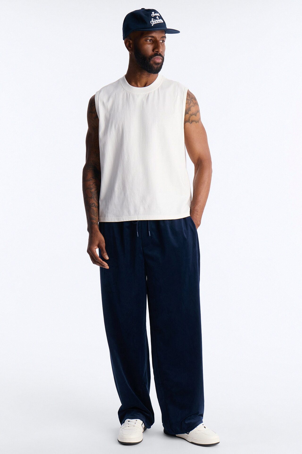 Cropped Muscle Tee - White