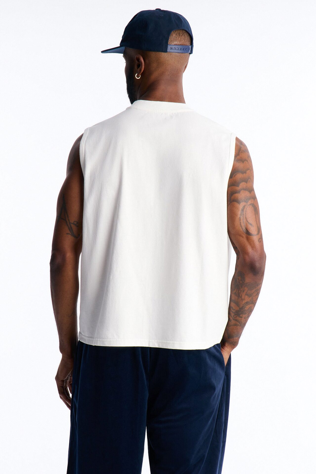 Cropped Muscle Tee - White