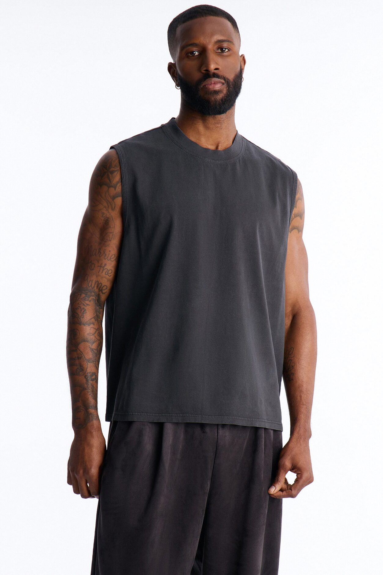 Cropped Muscle Tee - Black Wash