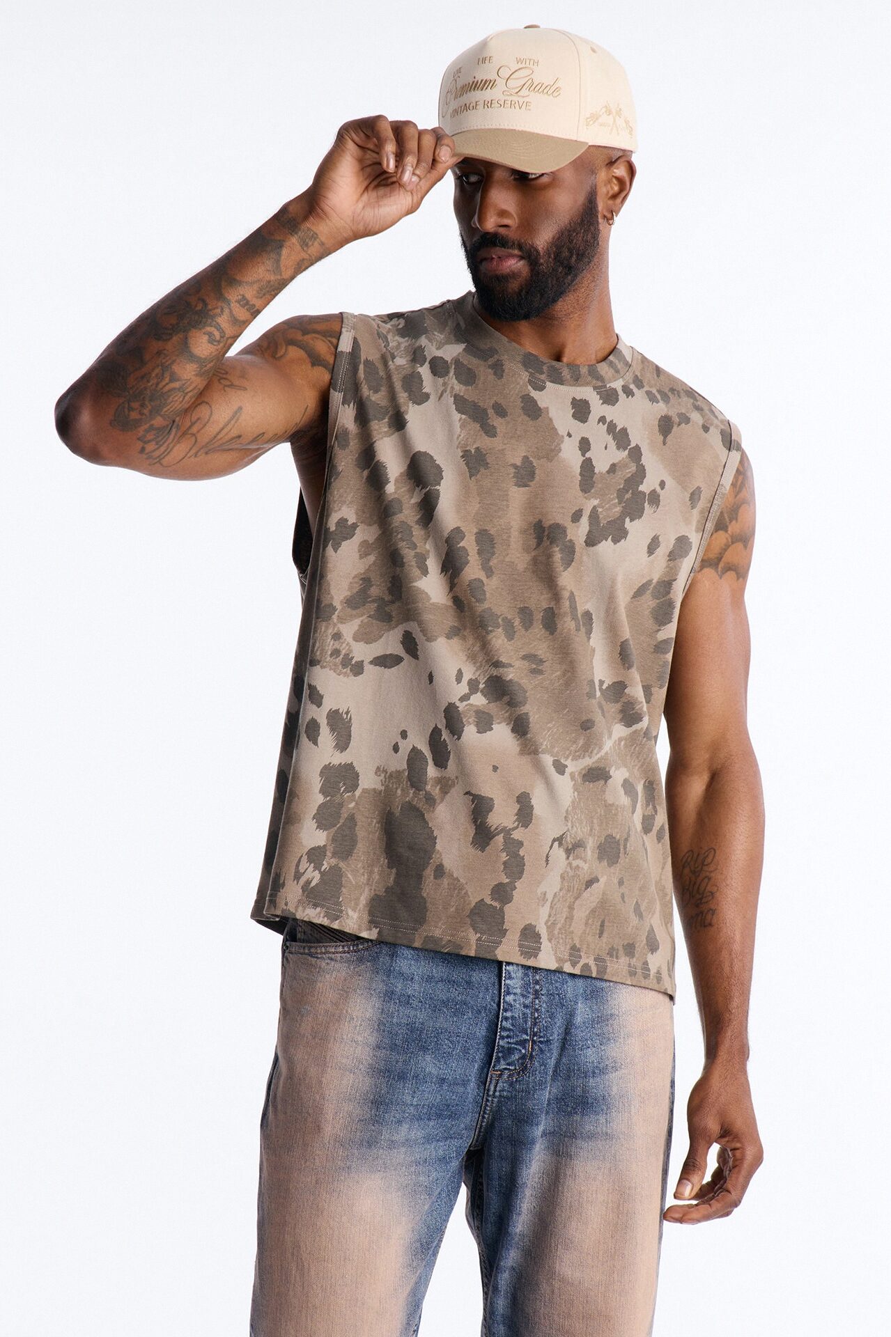 Cropped Muscle Tee - Grey